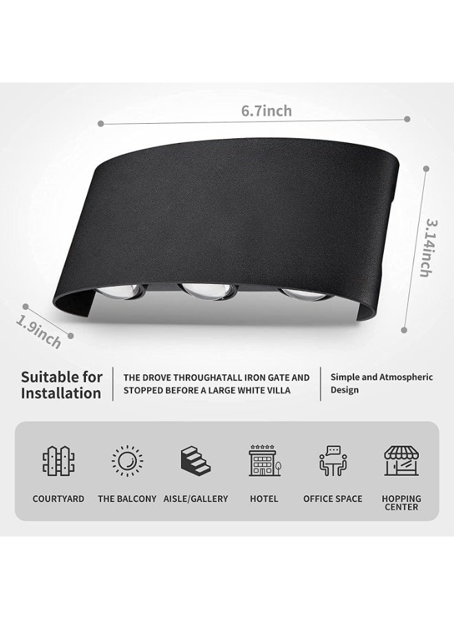 AFN Outdoor LED Wall Light 6W, Warm White 3000K, IP65 Waterproof Up and Down Wall Sconce, Hardwired AC 85-265V (Not Battery/Not Stick-On), Aluminium, Black - Image 2